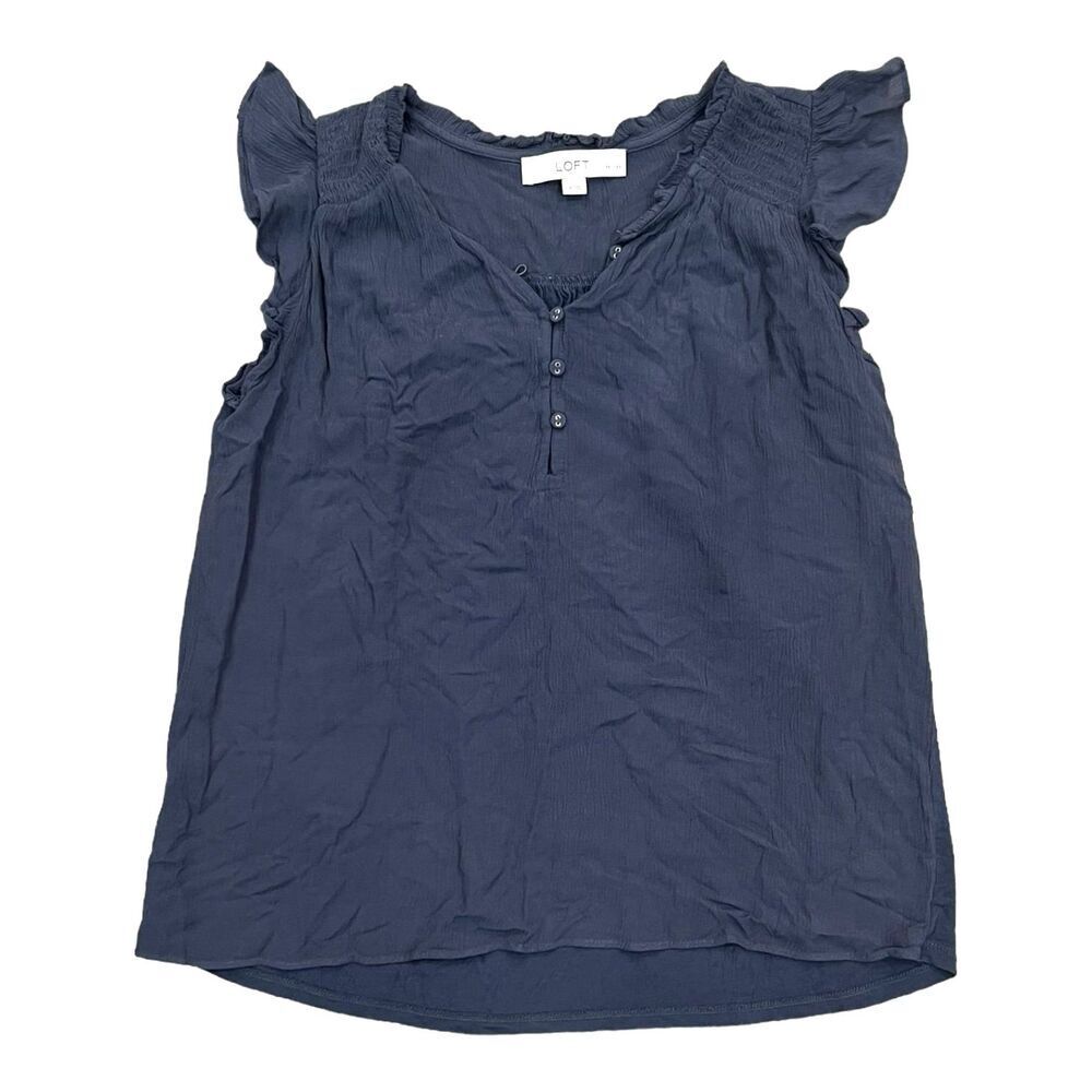 LOFT Gray Flutter Sleeve Rayon Blouse XSP